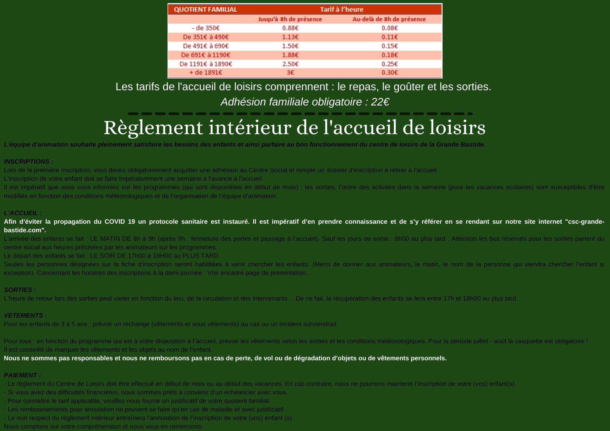 planning d'activités des mercredis de novembre et décembre